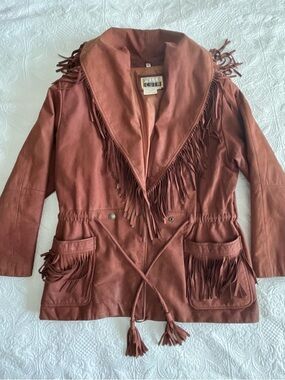 Pelle Cuir Women's Rust Fringe Leather Jacket
